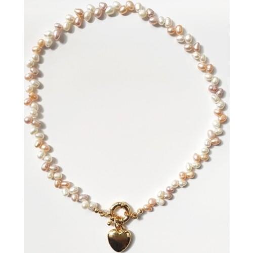 Ladies high-quality natural pearls necklace handmade exquisite trend heart-shaped pendant jewelry 2020 summer charm choker gifts