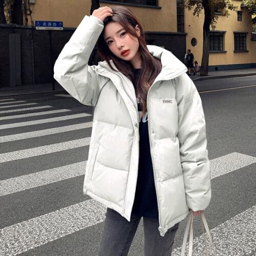Winter Short Cotton Padded Jacket Warm Parkas Women Korean Loose stand Collar Thick Coat Female Solid Casual Zipper Outwear Tops
