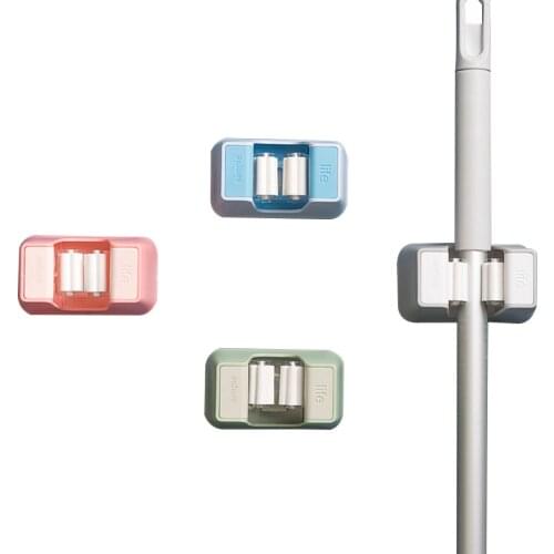 1 PC Mop Hanger Household Wall Mounted Hooks Mop Broom Wall Storage Holders Green/Blue/Gray/Pink