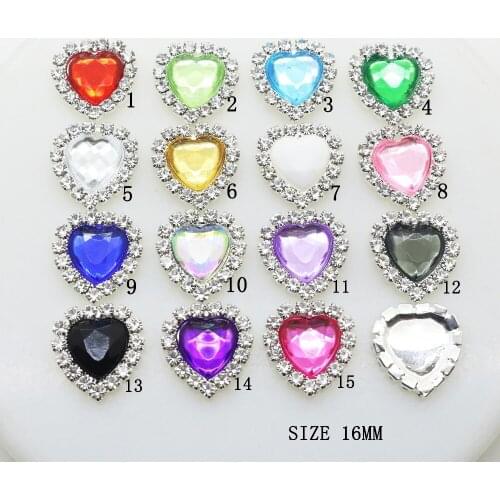 10Pcs 16MM Peach Heart Acrylic Rhinestone Button, Handmade Scrapbook DIY Wedding Invitation Embellishment Decoration