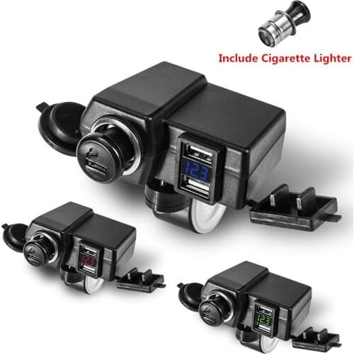 12V-24V Waterproof Motorcycle Car Boat Cigarette Lighter Socket 5V 4.2A Dual USB Charger Car-Styling Digital LED Voltmeter