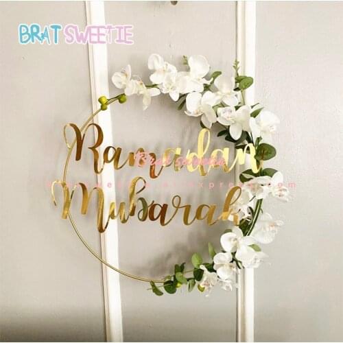 20-40cm Ramadan DIY Decoration Metal Hoop Iron Wreath Hoop Islamic Muslim Holiday Party Ramadan Kareem Eid Mubarak Decoration