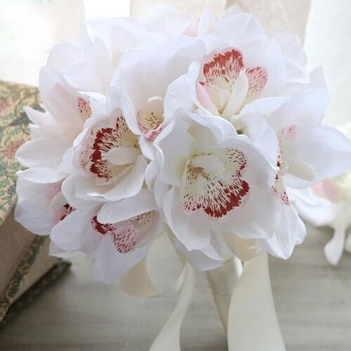 2021 Artificial Orchid Flowers Hydrangea Bride Bouquet Wedding Party Decoration Fake Flowers Arrangements Home Decor Accessories