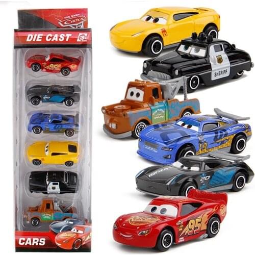 4/6pcs Disney Pixar Cars 3 2 Frank Tractor Lightning McQueen Mater Jackson Storm Ramirez Diecast Toys Car Kid Birthday Gift Toys