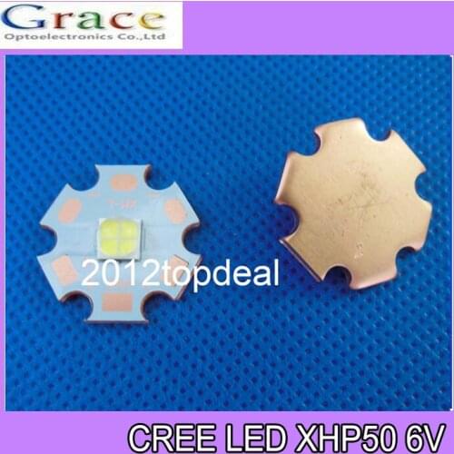 5pcs 2015 NEW Cree XLamp XHP50 20W 6V LED Emitter 2546lm@19W Cool White LED J2 1A Chip Light with 20mm Cooper PCB