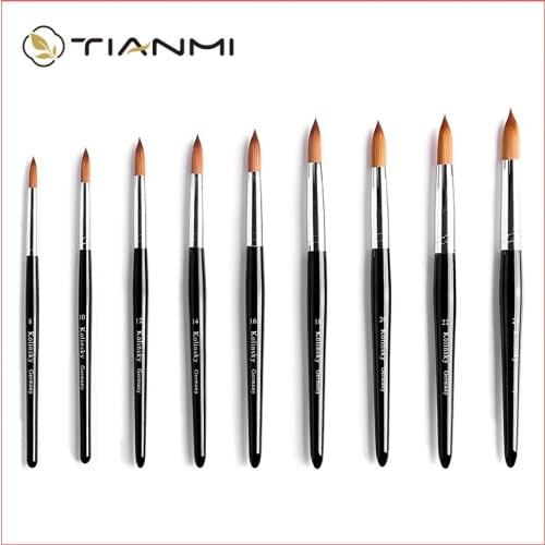TIANMI Acrylic Nail Brush Crimped Kolinsky Sable UV Nail Art Gel Brush Gel Builder Manicure Brush Black Nail Brush Nail Tools