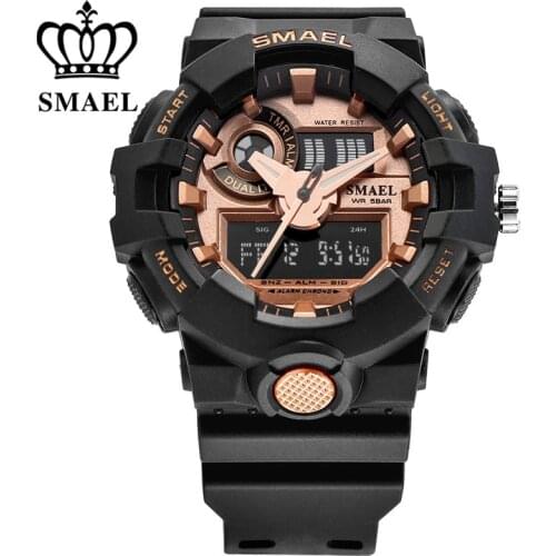 Smael New Fashion Men Sports Watches Men Quartz Analog LED Digital Clock Man Military Waterproof Watch Relogio Masculino Gift