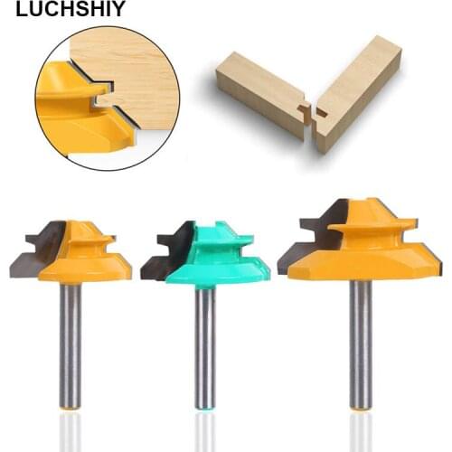 Woodworking Tools 6.35/12.7mm Shank 45° Lock Miter Router Bit Tenon End Milling Cutter Tools Drilling Milling For Wood working