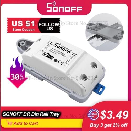 Itead SONOFF DR Din Rail Tray Adjustable Mounted Rail Case Holder Mounted Adjustable For SONOFF Basic RF Dual PowR2 TH10 TH16