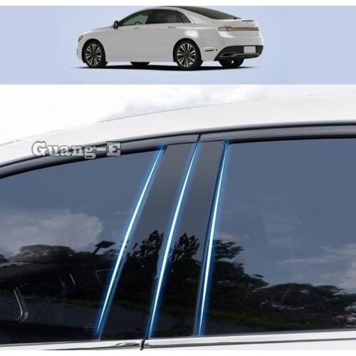 For Lincoln MKZ 2015-2020 Car PC Material Pillar Post Cover Door Trim Window Piano Black Molding Sticker Plate 10pcs