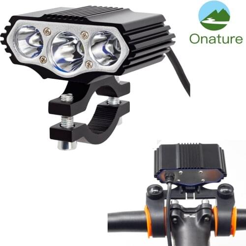 Onature Powerful Electric Bike Light 1000 Lumens 12-72V Input E Bike Headlight Aluminum Housing 3xT6 LED Head Light for eBikes