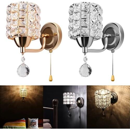 Crystal Pendant Wall Lamp Modern Retro Wall Light Fixture for Living Room Bedroom Bedside Home Indoor Sconces Lighting Decor E14