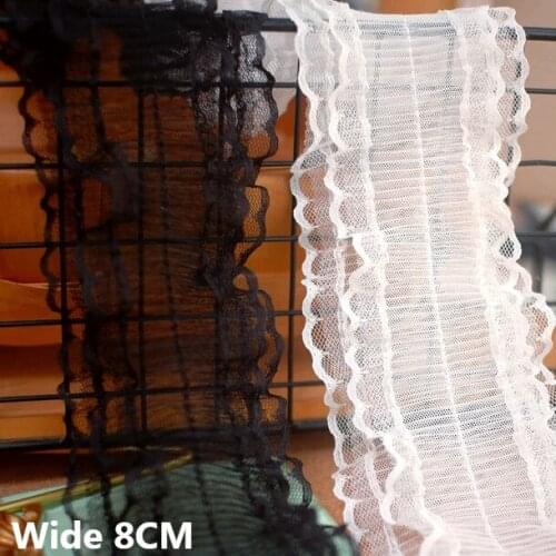8CM Wide Tulle Mesh Pleated Lotus Leaf Lace Embroidered Ribbon Fringe Edge Ruffle Trim Dress Applique DIY Materials Sewing Decor