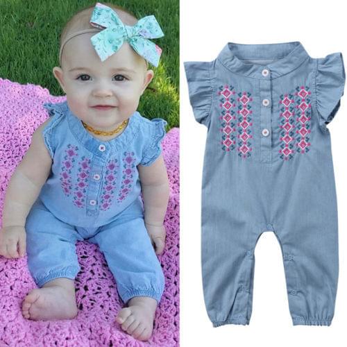 Summer Clothing Newborn Baby Girls Ruffled Sleeve Jumpsuit Romper Playsuit Cute Sunsuit Clothes