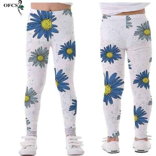 Hot Seller Summer Girls Pants 3D Printing Pattern Girls Soft Elastic Leggings Skinny Pencil Pants Kids Children Trousers 5-12Yea