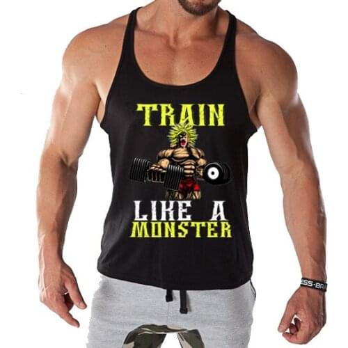 Brand men 2019 tank tops Cotton Saiyan Print Mens Tank Tops Fitness fashion Bodybuilding Vest Sleeveless Undershirts tank top