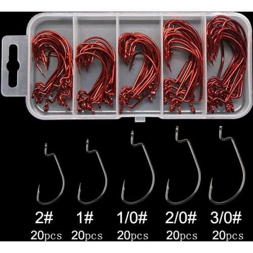 AS 100pcs/lot Soft Worm Hooks Texan Hooks Fishing High Carbon Steel Wide Super Lock Fishhooks Lure Softjerk Hooks Fishing Tackle