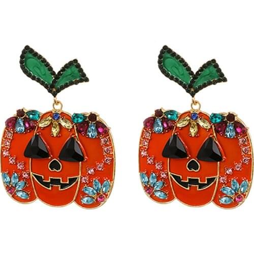 ZHINI New Personality Halloween Pumpkin Head Pendant Big Earrings for Women Christmas Jewelry Gift 2020 boucle oreille femme