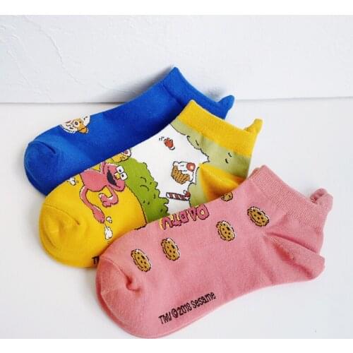 Autumn Summer Women Cotton Socks Funny Harajuku Fashion Cartoon Character Cute Short Socks Cute Patterend Ankle Socks