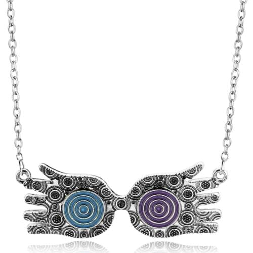 Luna Lovegood Glasses Necklace Blue Red Evil Eye Choker Necklaces Fashion Jewelry Collier Boheme Joyas For Women Girl