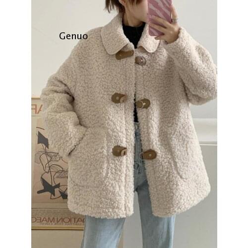 Lamb wool coat women autumn and winter wild new Korean version loose retro western casual thick plush top