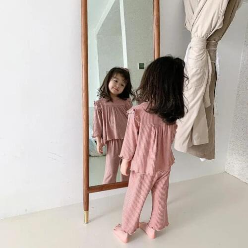 Baby Girl Pajamas Suits 2021 Spring Autumn Casual Sleepwear Childrens Korean Style Clothing Sets Kids Homewear Clothes 2Pcs