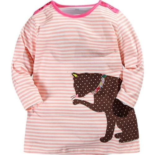 Girls long sleeve casual dress,cute cat patch embroidered,100% cotton kids dress,new clothing style for kids (1-6 yrs)