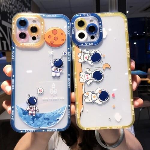 Cute Anime Puppy Clear Phone Case For iPhone 7 8 Plus X XS SE 2020 12 11 PRO Max XR Lens protection Soft TPU Shockproof Cover