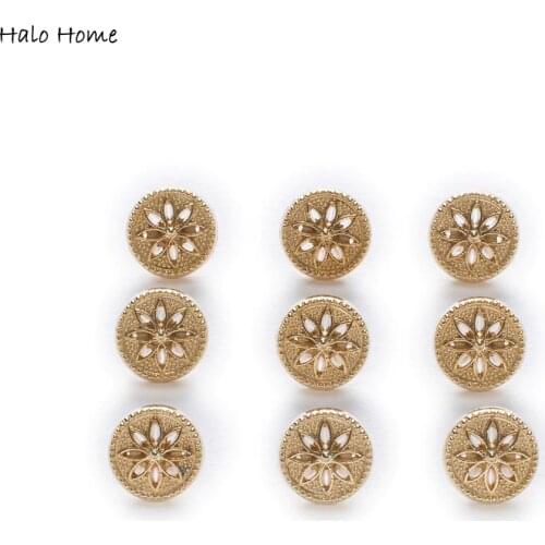 10pcs Hollow Gold Metal Shank Buttons Shirt Clothing Sewing Decor Replace Sewing Garment Supplies Accessory DIY 10mm