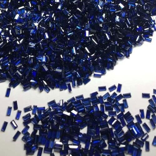 Sale 1x1.5~7X9 34# Dark Blue Color Synthetic Corundum Parallel Rectangle Shape Baguette Cut Loose Stone Lab Created Gems For DIY