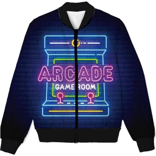 REAL American SIZE Arcade Gameroom 3D Sublimation print Zipper Up Jacket plus size 4XL 5XL 6XL