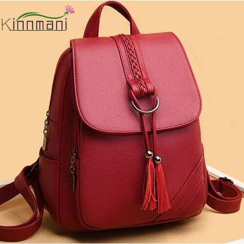 KINNMANI 2021 Classic Style Backpack For Women High Quality Leather Luxury Designer Ladies Back Packs Large Capacity School Bags