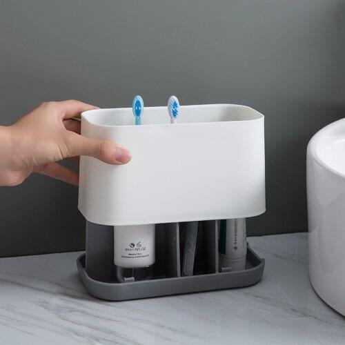 Removable Toothbrush Draining Rack Electric Toothbrush Holder Case Shaving Makeup Brush Organizer Stand Bathroom Storage Box