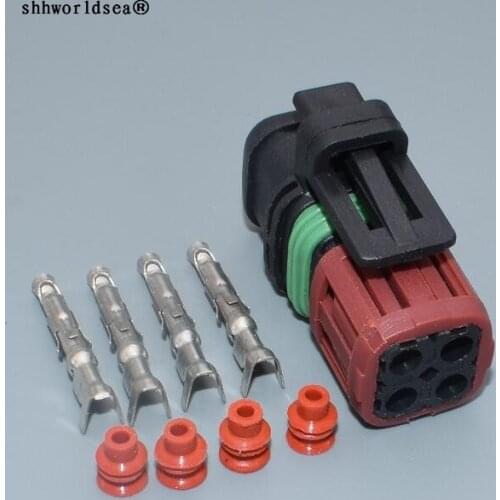Shhworldsea 1.5mm 4pin housing plug auto waterproof female wire harness cable connector 1337352-1