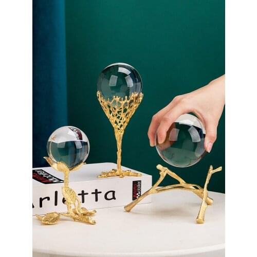 Modern Wrought Iron Tree Branch Crystal Ball Accessories Home Livingroom Desktop Furnishing Crafts Store Office Ornaments Decor