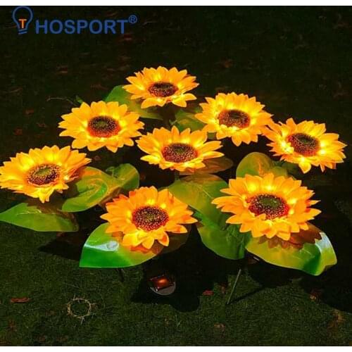LED Solar Sunflower Light Waterproof Plug-in Sunlight Powered Lamp with Sensor Powerful Outdoor Garden Courtyard Street Lamp