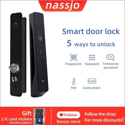 Nassjo Smart Door Lock Digital Lock Biometric Fingerprint Lock Outdoor Home Safe Fingerprint Password Key IC Card Mobile App