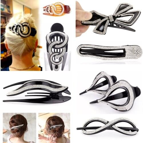 Women Large Hair Crabs Clamp Ladies Shiny Rhinestones Hair Clips Claw Hairpin Barrettes Hair Styling Tools Accessories Headwear