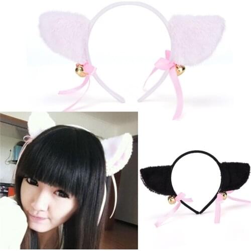 1PCS Cute Lovely Bell Hairwear Lovely Fox Cat Ear Fur Hair Clip Hairband Women Fashion Charming