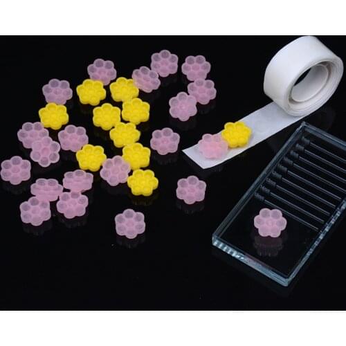 100pcs/Lot Pink Flower Shape Eyelash Extension Glue Holders Grafting Lashes 7 in 1 Glue Delay Cup Pigment Holding Cups