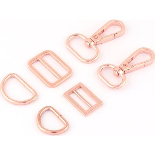 20/25mm Rose Gold Belt Strap Metal Adjuster Swivel Clasps,D Ring Slide Buckle Making Purse Hardware Backpack Webbing 2 sets