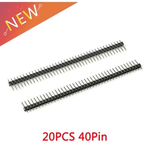 20pcs Single Male Pin Header For Arduin 1x40 Row 2.54 Breakable 40 Pins Connector Strip Board Module Electronic Part