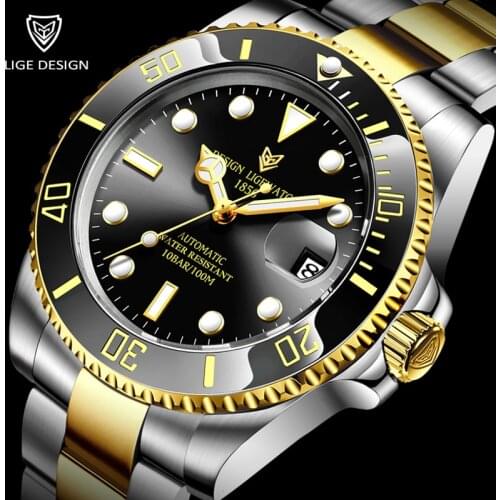 2021 LIGE Watch Men Automatic Mechanical Tourbillon Clock Fashion Business Stainless Steel Watch 100 Waterproof Watches Movement