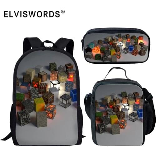 Cartoon Print School Bags Students Book Bags 3Pcs/Set Kids Bag Rucksack Mochila Escolar Customized School Backpack ELVISWORDS