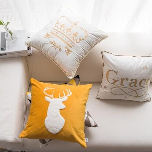 45x45/50x50cm white yellow cushion cover pillowcase square embroidered throw pillow cover sofa decorative pillow case