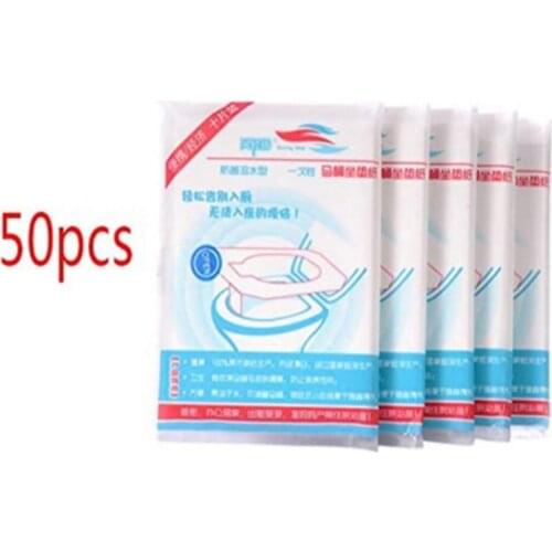50pcs/pack Portable Disposable Toilet Seat Waterproof Bacteria-proof cover Native Wood Pulp For Travel/Camping Bathroom
