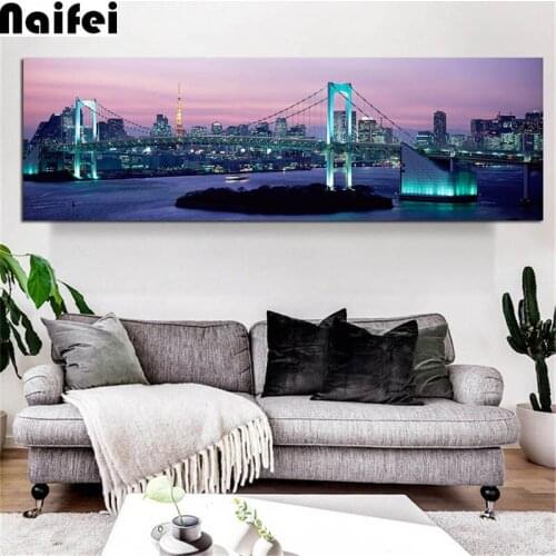 New Full,round Diamond Embroidery new york bridge Landscape City Scenery cross stitch embroidery,diamond painting,Christmas,Gift