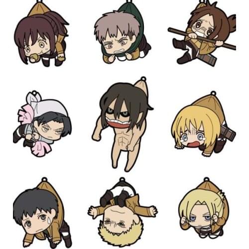 Anime Attack on Titan Eren Jäger Erwin Smith Mikasa Ackerman Bag Pendant Keychains Keyring Decorations Lifting Series Toy Gifts