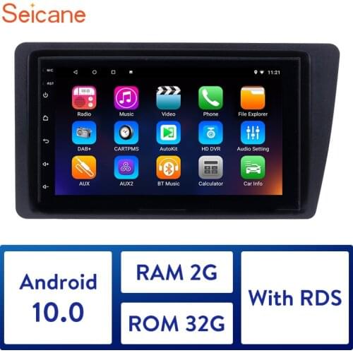 Seicane 7"Android 10.0 Car Radio Quad-core GPS 2Din Multimedia Player For Honda Civic 2001 2002 2003-2005 Support Bluetooth WIFI