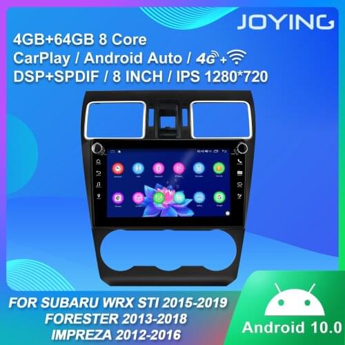 Joying Android 10 Head Unit 8” Car Multimedia Player 1 din 4G For Subaru Forester 2013-2018 WRX STi 2015-2019 Impreza 2012-2016